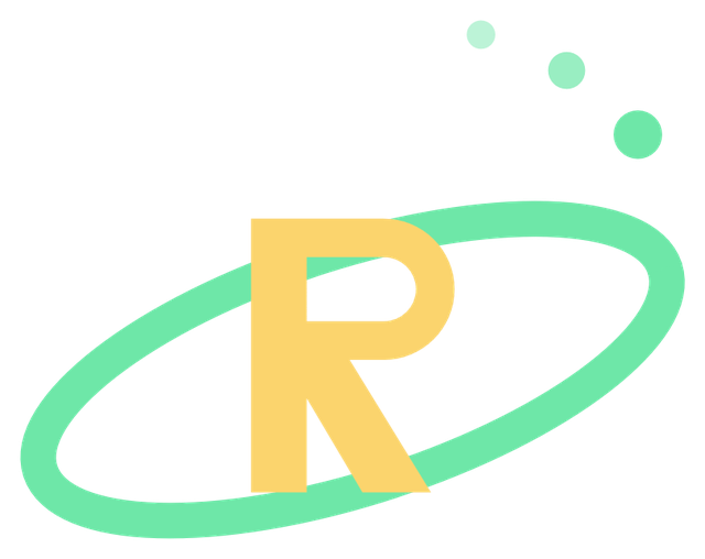 Riaan's logo: a yellow letter R with a green ring around it